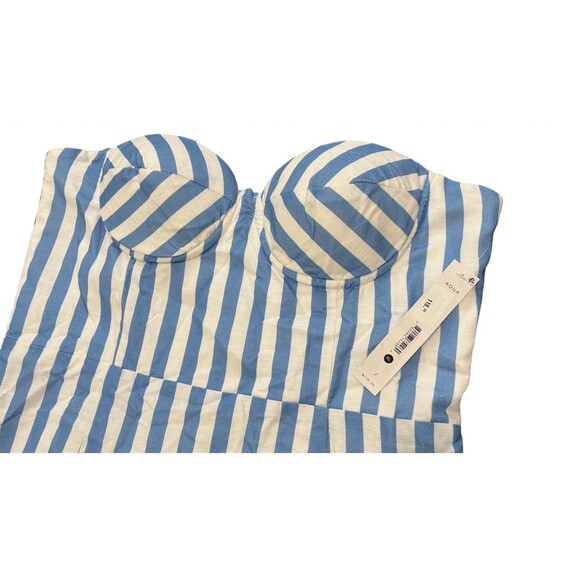 Aqua Stripe Bustier Midi Dress Size XL- New - Picture 13 of 15